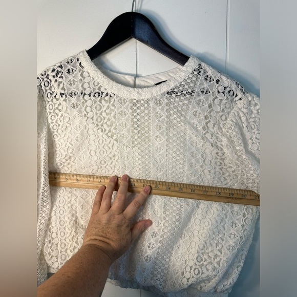 Express Women’s Size Large White Crocheted Victorian Style Blouse - Picture 2 of 13